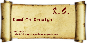 Komán Orsolya névjegykártya